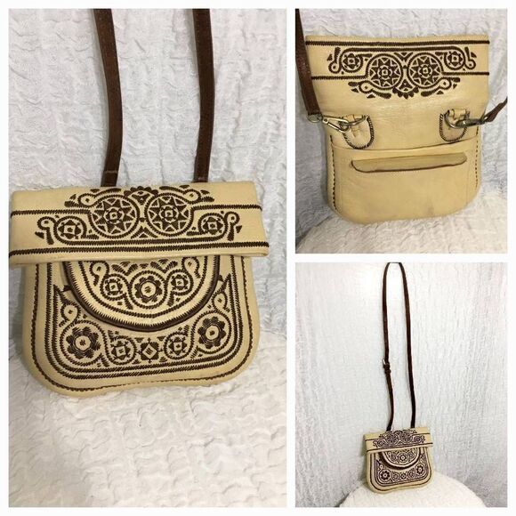 Morrocan VTG Choukara Chkara Handmade Leather Bag - Picture 1 of 11